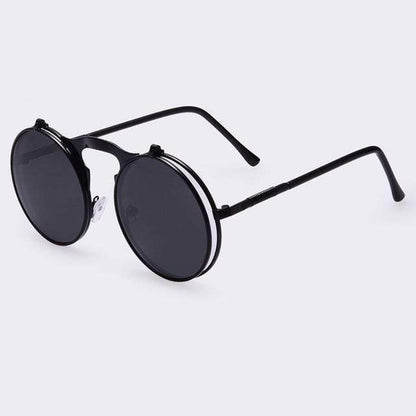 Flip Up Vintage Round Sunglasses