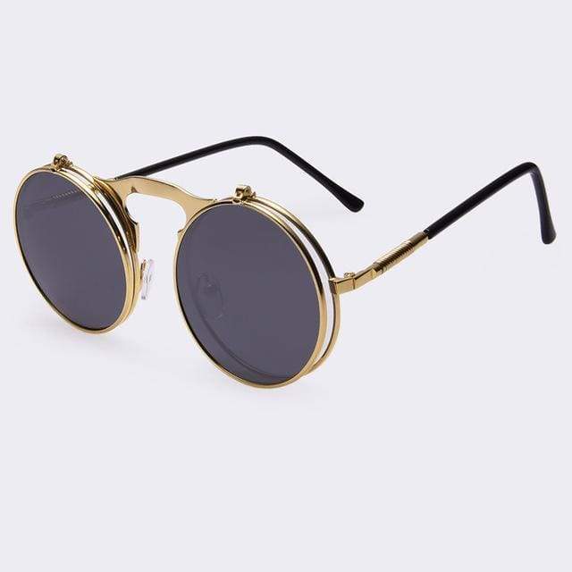 Flip Up Vintage Round Sunglasses