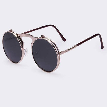 Flip Up Vintage Round Sunglasses