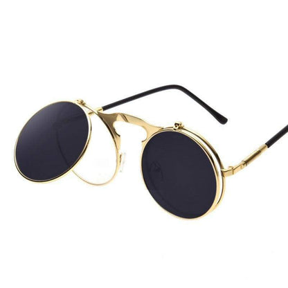 Flip Up Vintage Round Sunglasses