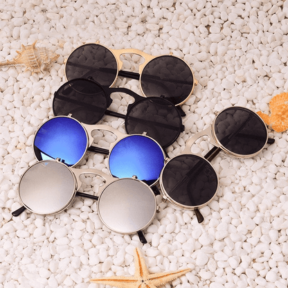 Flip Up Vintage Round Sunglasses