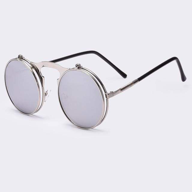 Flip Up Vintage Round Sunglasses