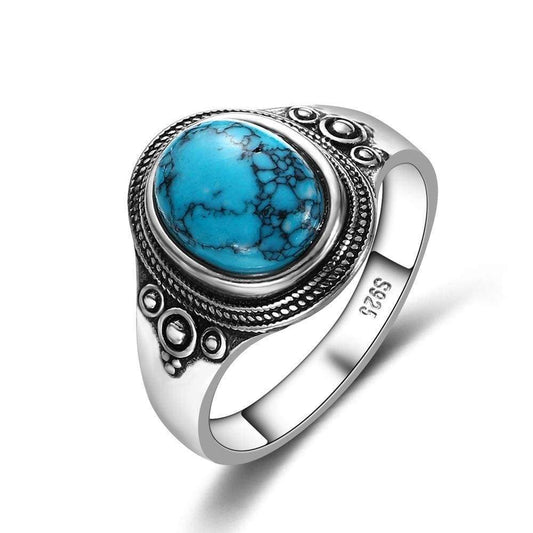 Turquoise Stone Signet Sterling Silver Ring