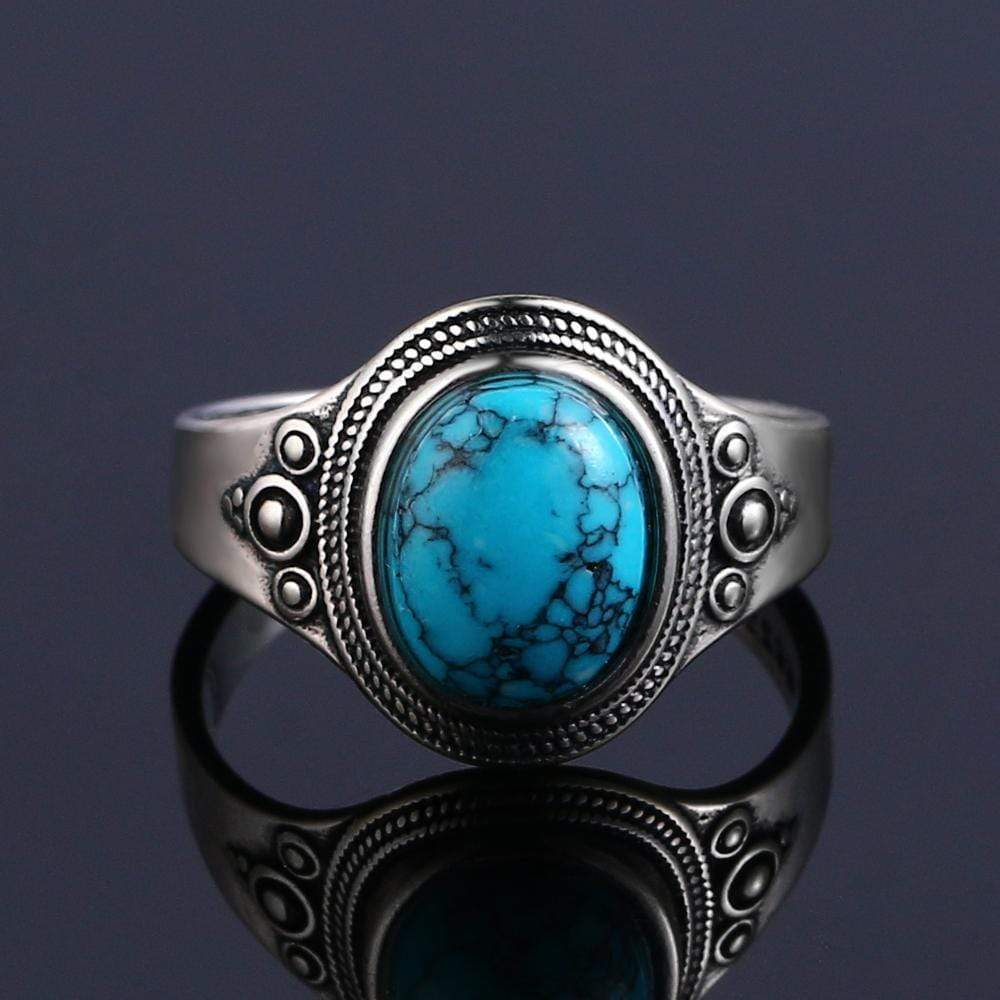 Turquoise Stone Signet Sterling Silver Ring