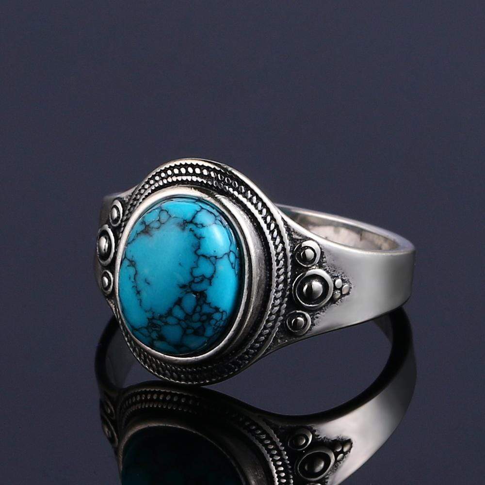 Turquoise Stone Signet Sterling Silver Ring