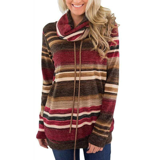 Turtleneck Striped Pullover (2 Colors)