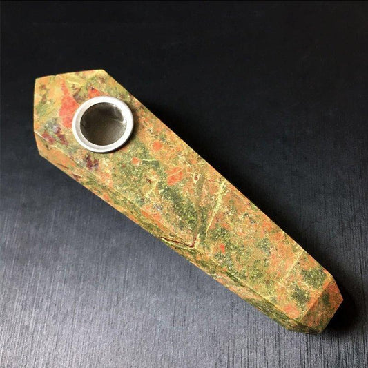 Unakite Quartz Crystal Pipe