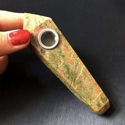 Unakite Quartz Crystal Pipe