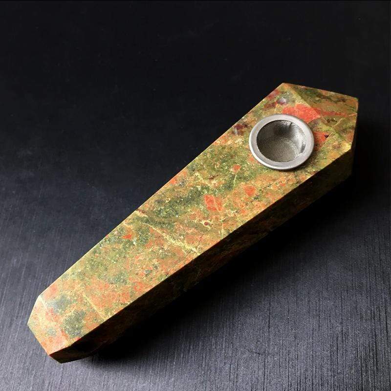 Unakite Quartz Crystal Pipe