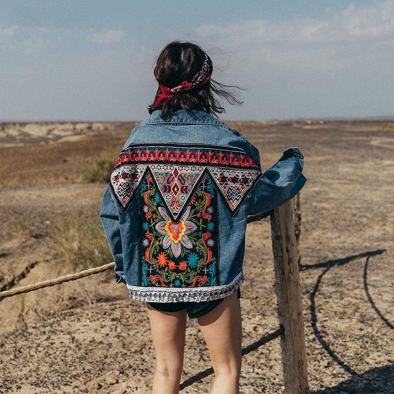 Valencia Floral Embroidered Denim Jacket