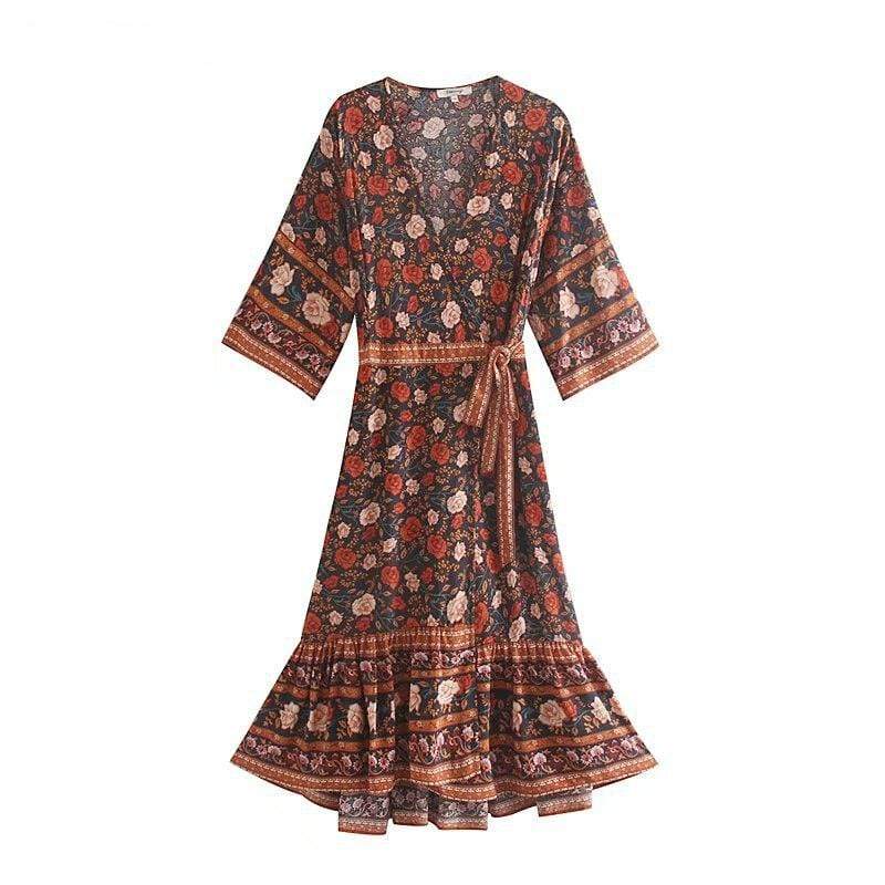 Valeria Midi Dress in Brown