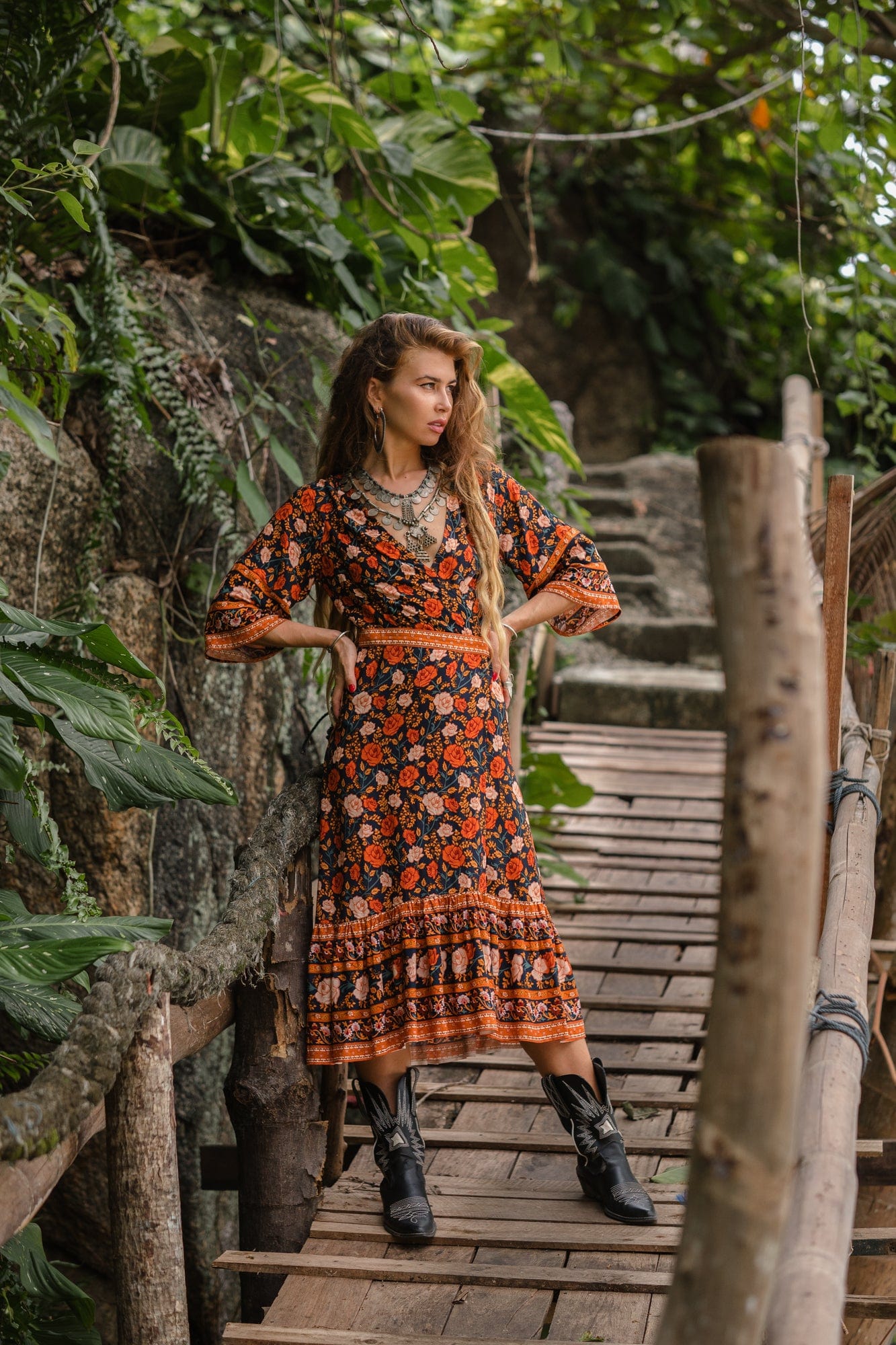 Valeria Midi Dress in Brown