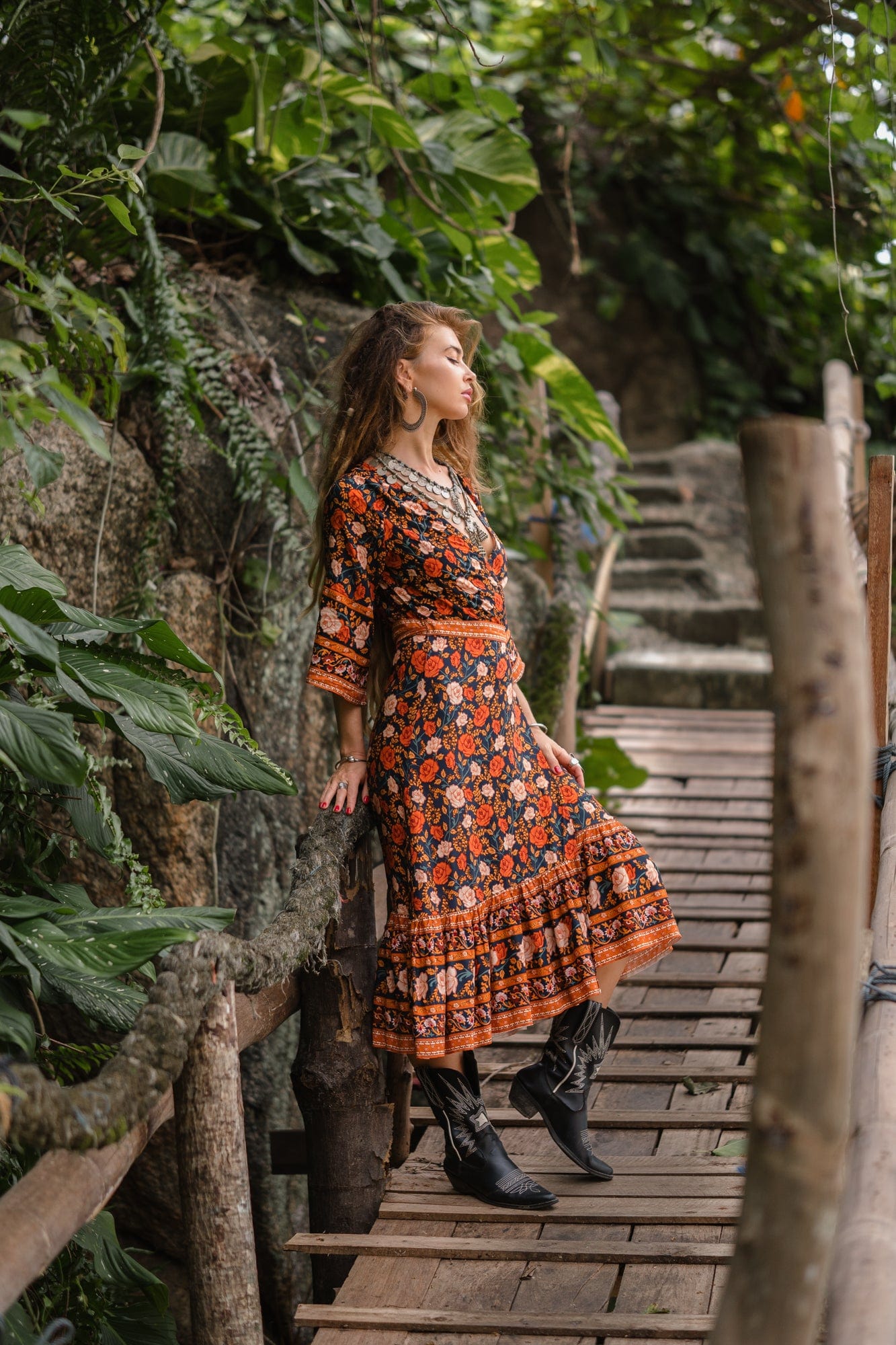 Valeria Midi Dress in Brown