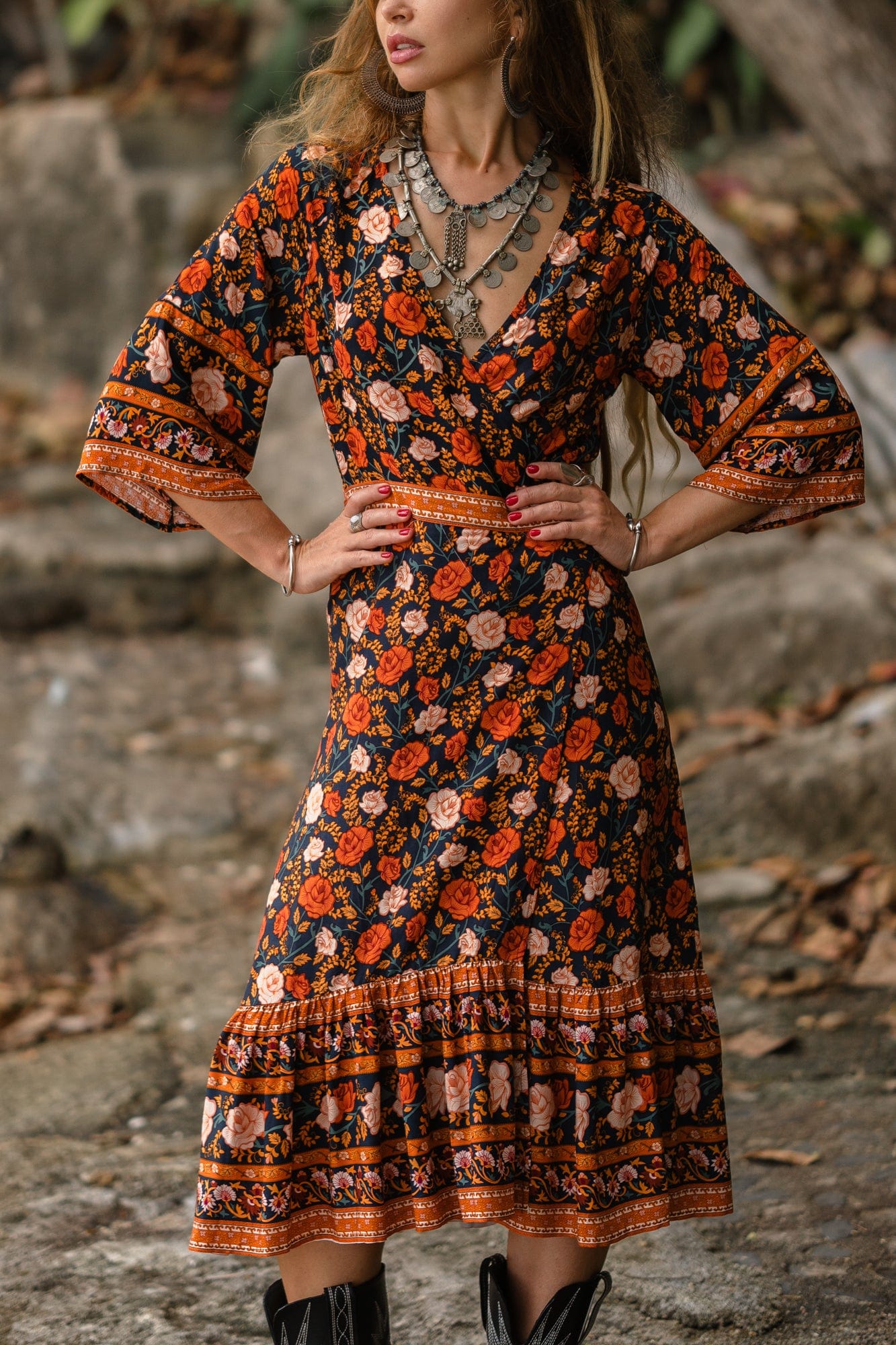 Valeria Midi Dress in Brown