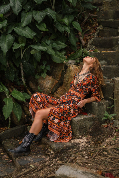 Valeria Midi Dress in Brown