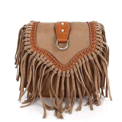 Vegan Boho Style Crossbody Bag with Tassels