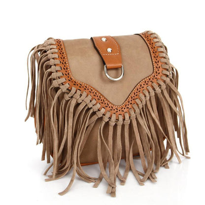 Vegan Boho Style Crossbody Bag with Tassels