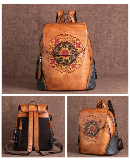 Vintage Style Leather Backpack