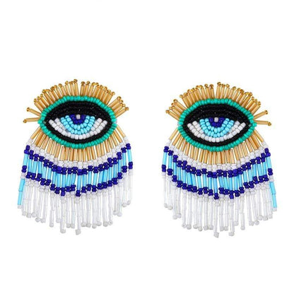 Beaded Evil Eye Earrings