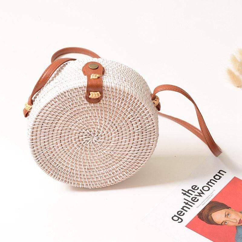 Lilith White Crossbody Rattan Bag