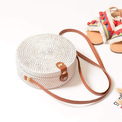 Lilith White Crossbody Rattan Bag