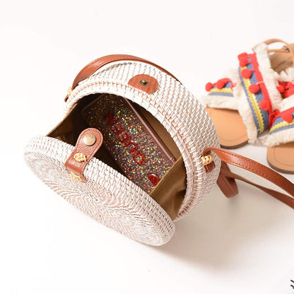 Lilith White Crossbody Rattan Bag