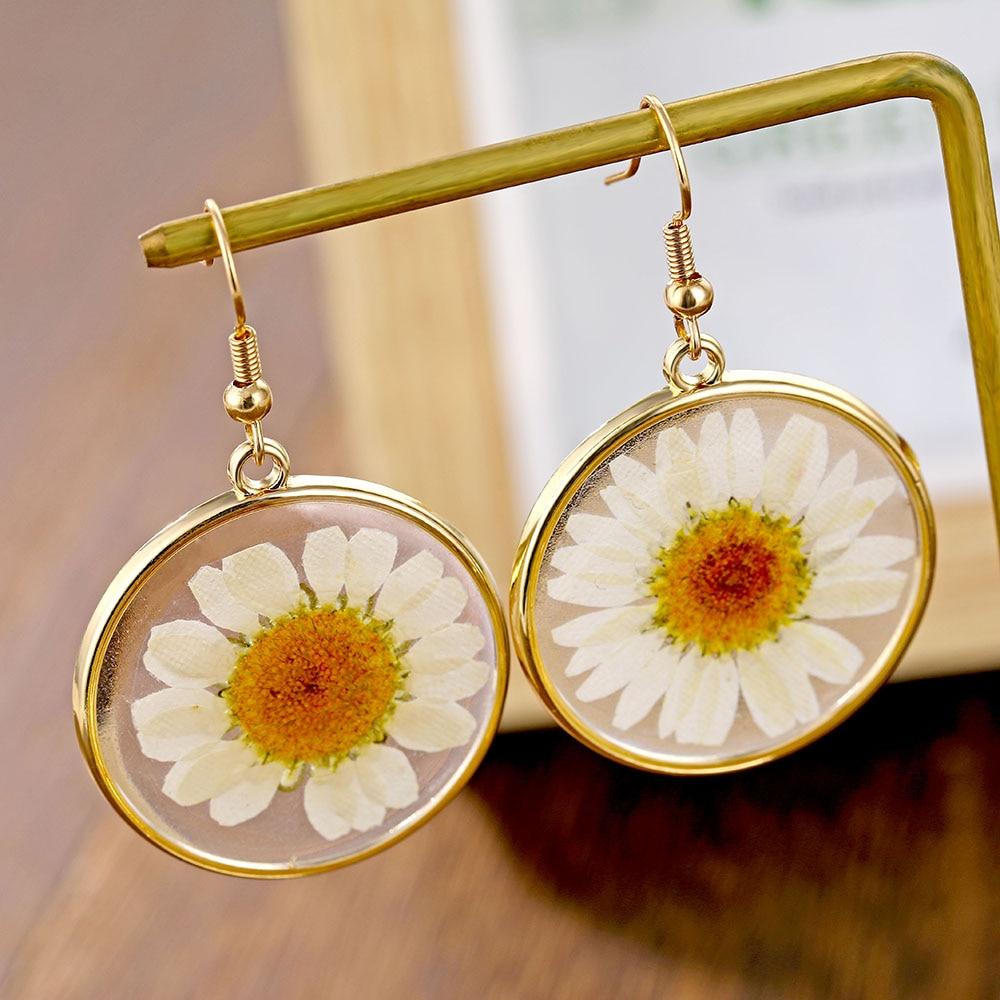 White Daisies Pressed Flower Earrings