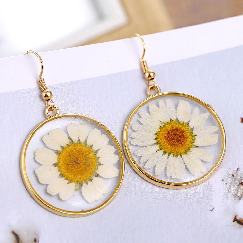 White Daisies Pressed Flower Earrings