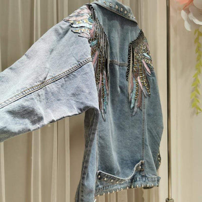 Wings Embroidered Denim Jacket