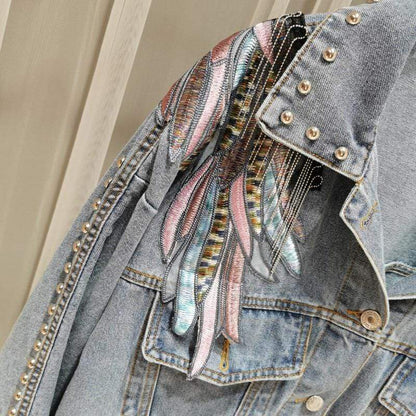 Wings Embroidered Denim Jacket