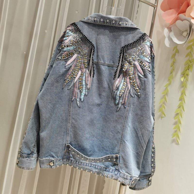 Wings Embroidered Denim Jacket