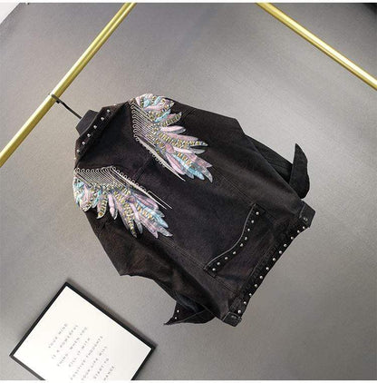 Wings Embroidered Denim Jacket