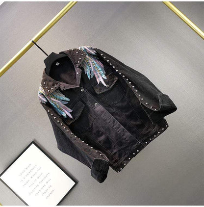 Wings Embroidered Denim Jacket