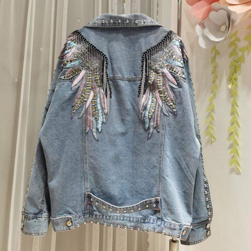 Wings Embroidered Denim Jacket