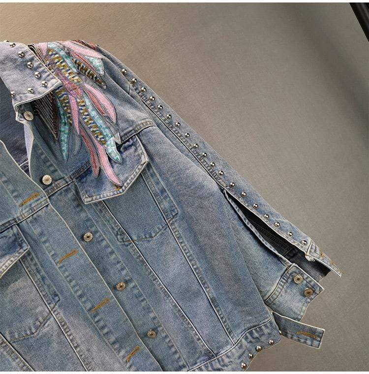 Wings Embroidered Denim Jacket