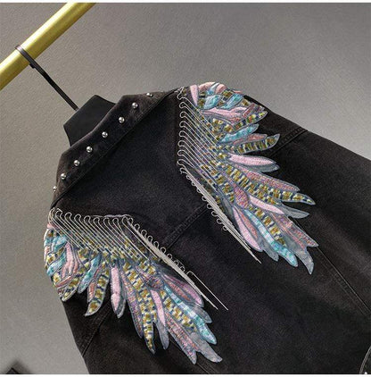 Wings Embroidered Denim Jacket