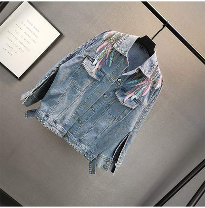 Wings Embroidered Denim Jacket