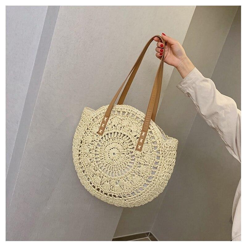 Woven Straw Circular Shoulder Bag