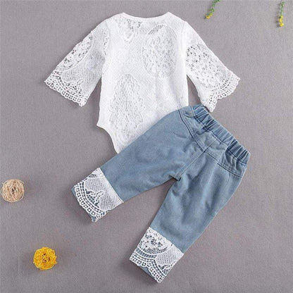 Lace and Denim Boho Baby Set