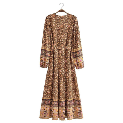 Alasia Boho Maxi Dress - Brown