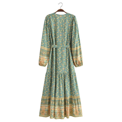 Alasia Boho Maxi Dress - Green