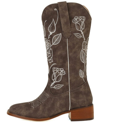 Ambrose Roses Embroidered Western Boots