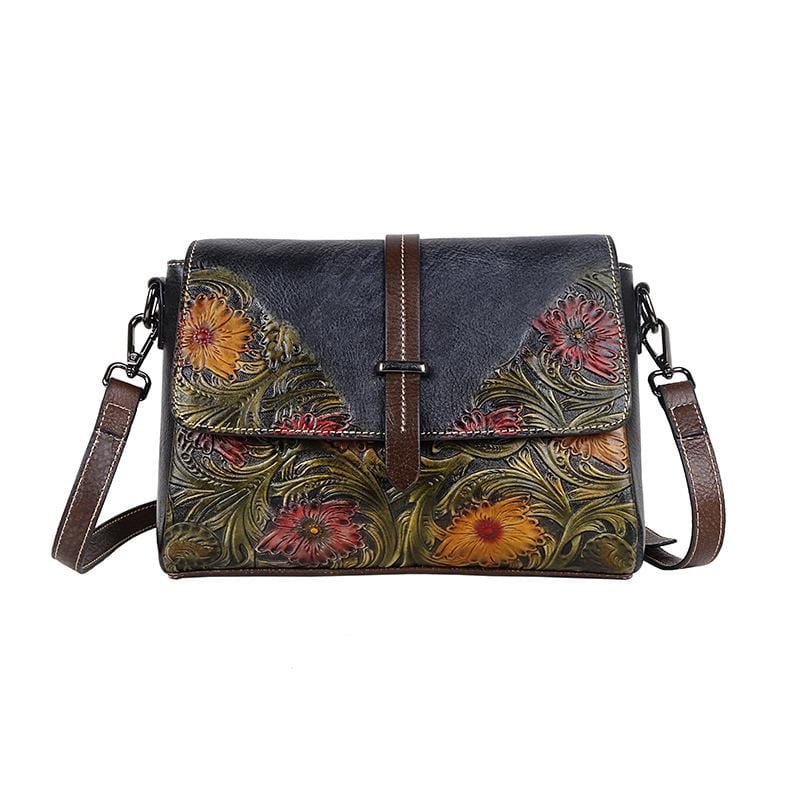 Embossed Flowers Messenger Bag