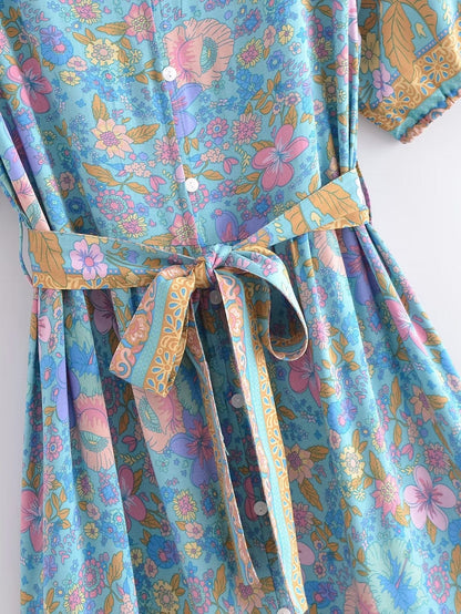 Blossom Bliss Maxi Dress in Blue