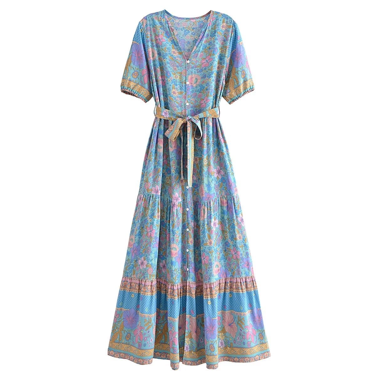 Blossom Bliss Maxi Dress in Blue