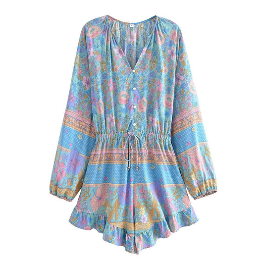 Whispering Blossoms Playsuit in Blue