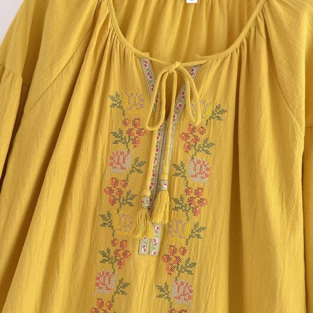 Boho Blossom Embroidered Blouse