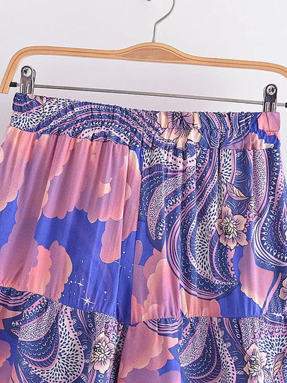 Cosmic Clouds Boho Shorts in Blue