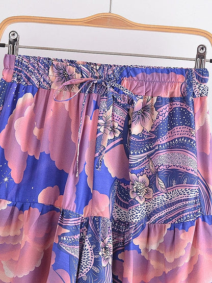 Cosmic Clouds Boho Shorts in Blue