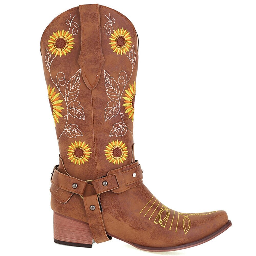 Embroidered Sunflowers Western Boots